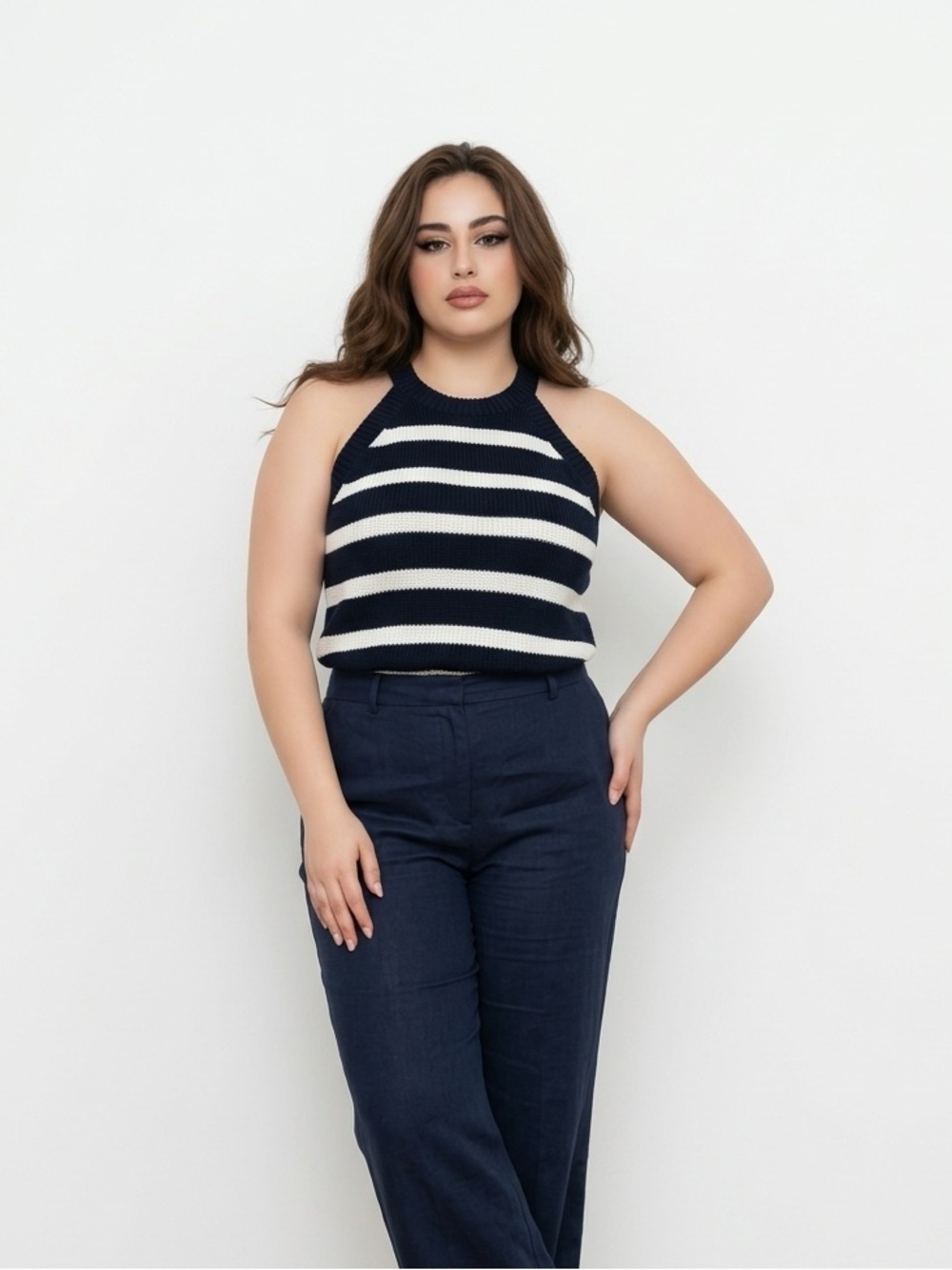 Old Navy Black and White Striped Kint Sweatee Vest | 3X | Layering